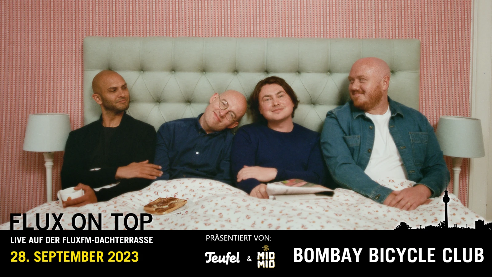 Bombay Bicycle Club LIVE bei Flux On Top #9 am 28. September 2023 präsentiert von Teufel & Mio Mio Mate, © FluxFM Bombay Bicycle Club LIVE bei Flux On Top #9 am 28. September 2023 präsentiert von Teufel & Mio Mio Mate, © FluxFM