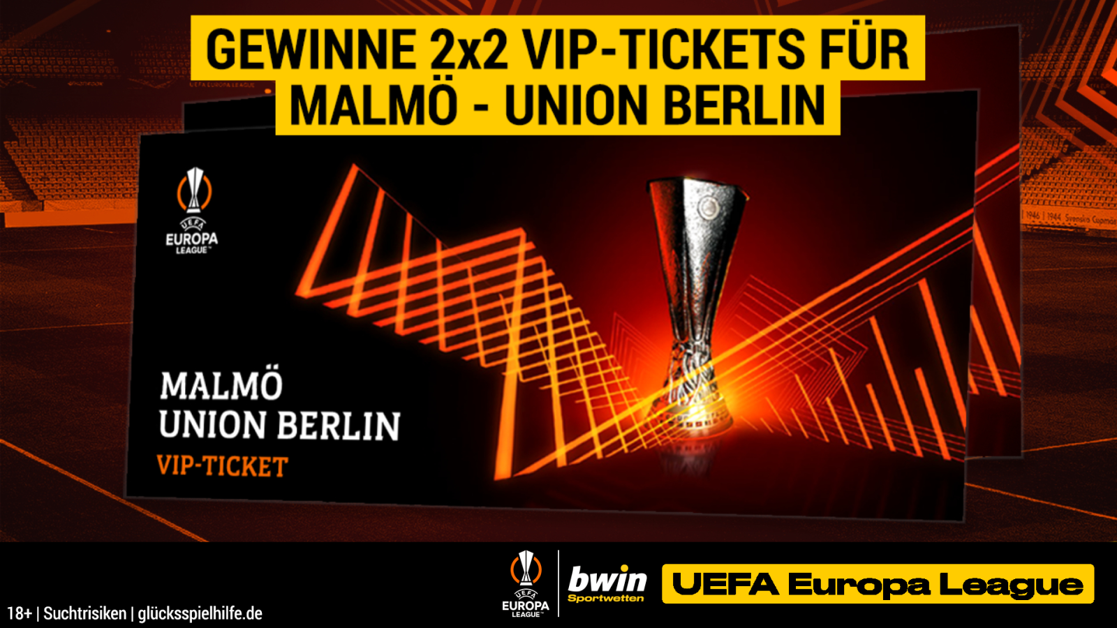 Ticketverlosung für Union Berlin bei Malmö FF, © bwin