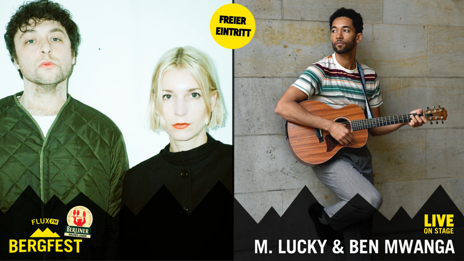 FluxFM Bergfest am 27. Mai mit M. Lucky & Ben Mwanga, © M. Lucky by Maarten van der Kamp | Ben Mwanga by Benito Bause Niklas Vogt FluxFM Bergfest am 27. Mai mit M. Lucky & Ben Mwanga, © M. Lucky by Maarten van der Kamp | Ben Mwanga by Benito Bause Niklas Vogt