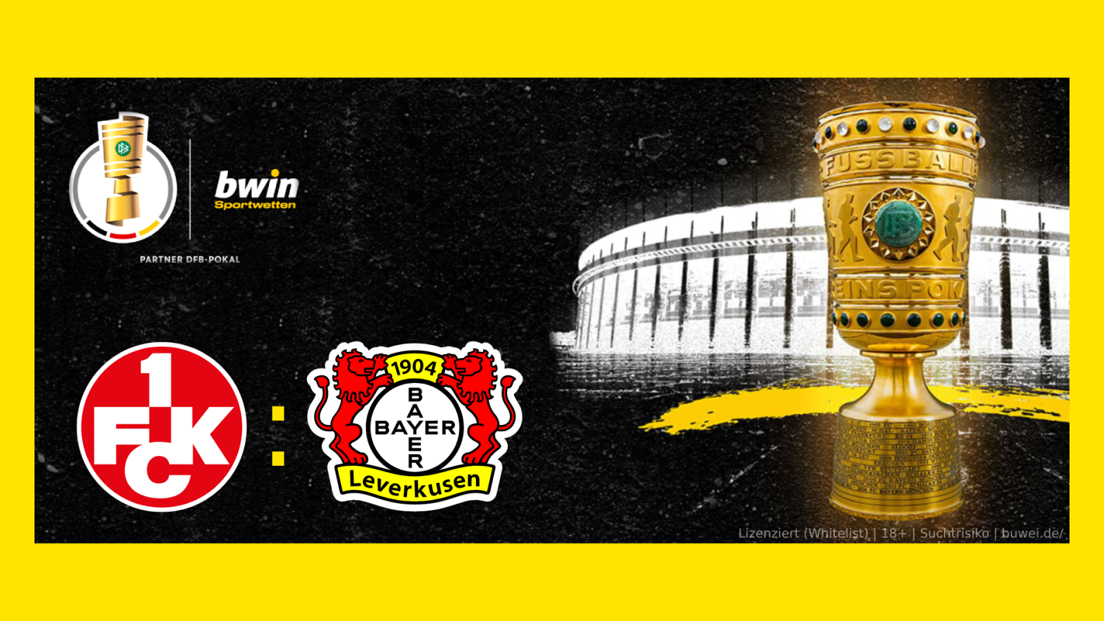 Ticketverlosung für das DFB-Pokalfinale am 25. Mai 2024 im Berliner Olympiastadion, © bwin / 1. FC Kaiserslautern / Bayer 04 Leverkusen