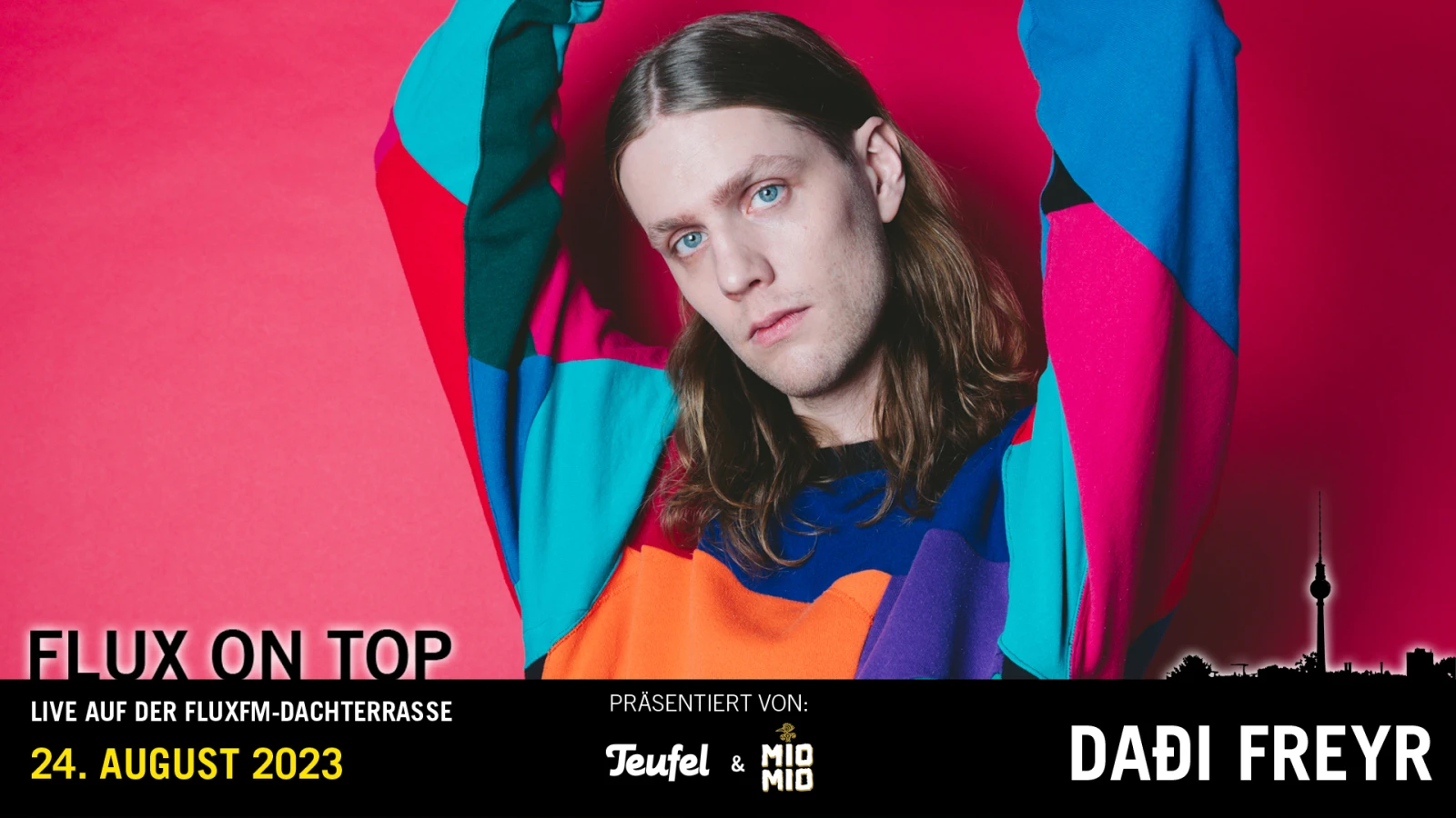 Daði Freyr LIVE bei Flux On Top #6 am 24. August 2023 präsentiert von Teufel & Mio Mio Mate, © Stefanie Schmid Rincon Daði Freyr LIVE bei Flux On Top #6 am 24. August 2023 präsentiert von Teufel & Mio Mio Mate, © Stefanie Schmid Rincon