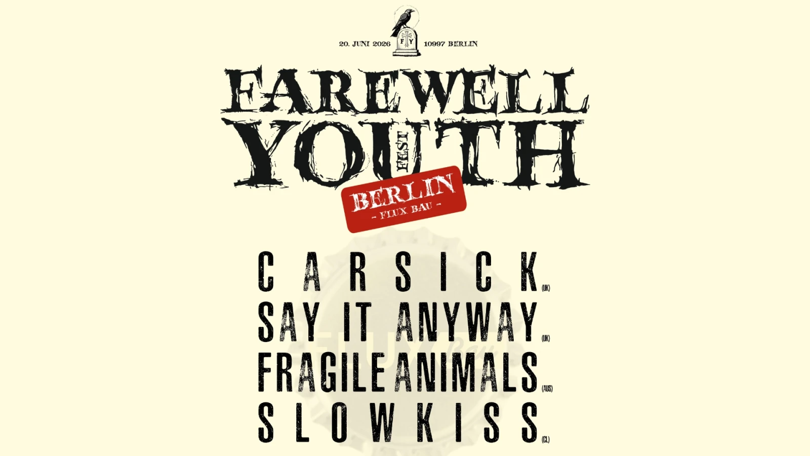 Farewell Youth Fest mit Carsicck, Say It Anyway, Fragile Animals, Slowkiss | Konzert, © Pressebild Farewell Youth Fest mit Carsicck, Say It Anyway, Fragile Animals, Slowkiss | Konzert, © Pressebild