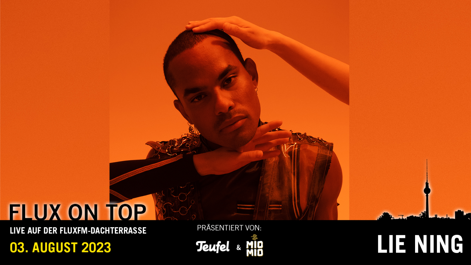 LIE NING live bei Flux On Top #5 am 3. August 2023 präsentiert von Teufel & Mio Mio Mate, © FluxFM