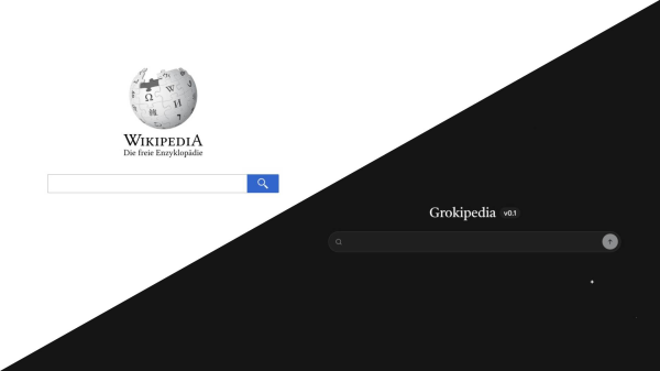 Grokipedia? "Kann Wikipedia nicht das Wasser reichen!" | Wikimedia Deutschland im Interview, © FluxFM / Screenshots: wikipedia.org | grokipedia.com