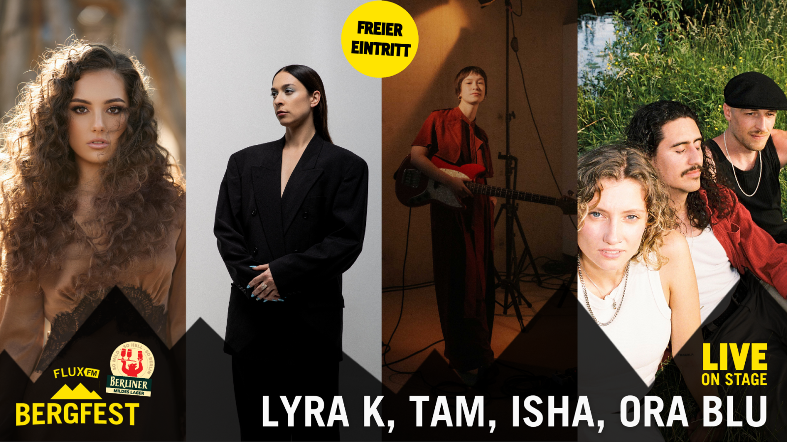 FluxFM Bergfest am 9. September mit Lyra K, TAM, Ora Blu, ISHA, © FluxFM