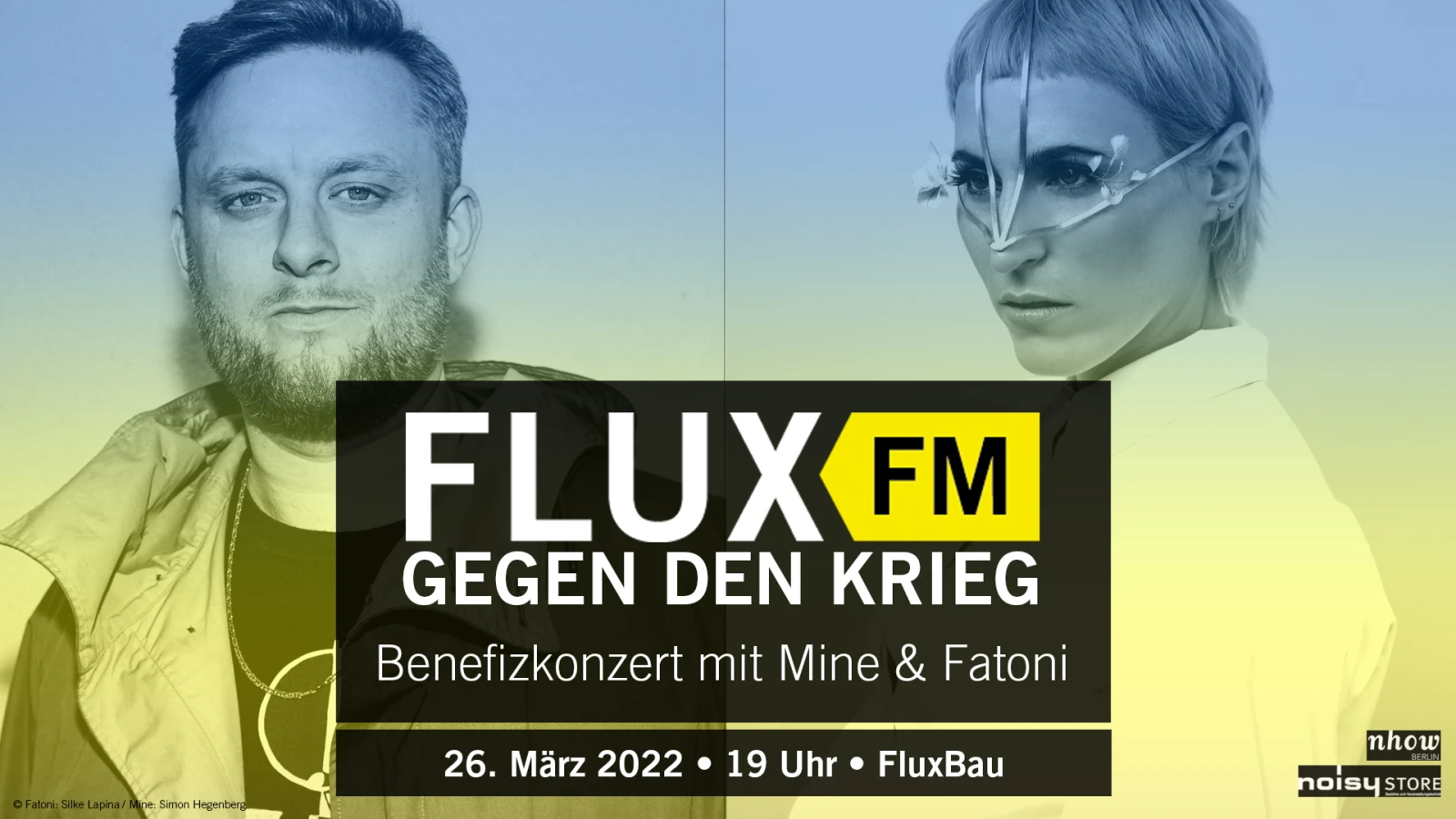 FluxFM gegen den Krieg: Benefizkonzert mit Mine und Fatoni am 26. März im FluxBau FluxFM gegen den Krieg: Benefizkonzert mit Mine und Fatoni am 26. März im FluxBau